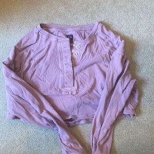 Urban pink cropped Henley long sleeve